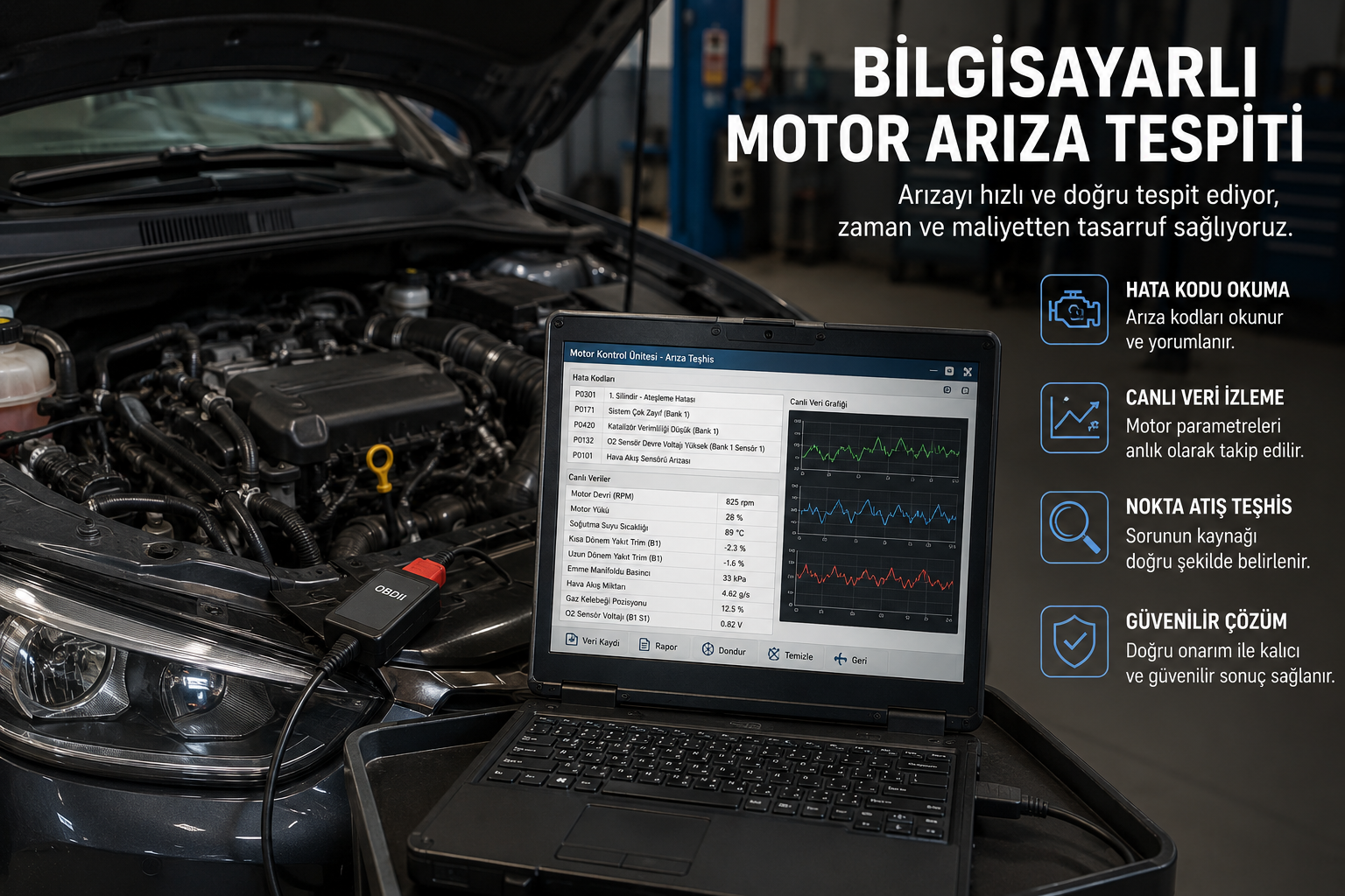 Motor arıza tespit cihazı ile araç kontrolü